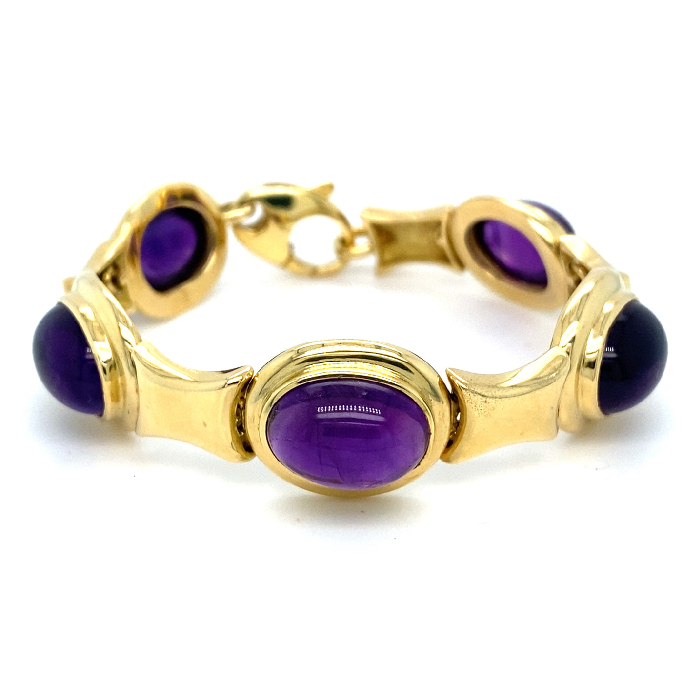 Goldenes Armband mit Amethyst Cabochons