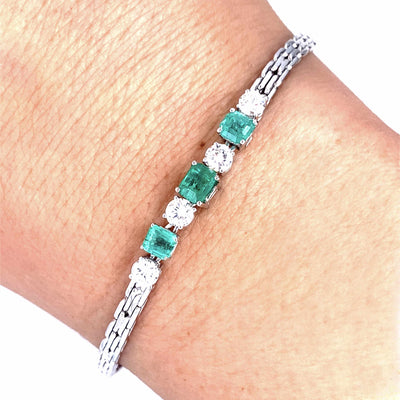 Sparkling Line Up - Smaragd Diamant Armband