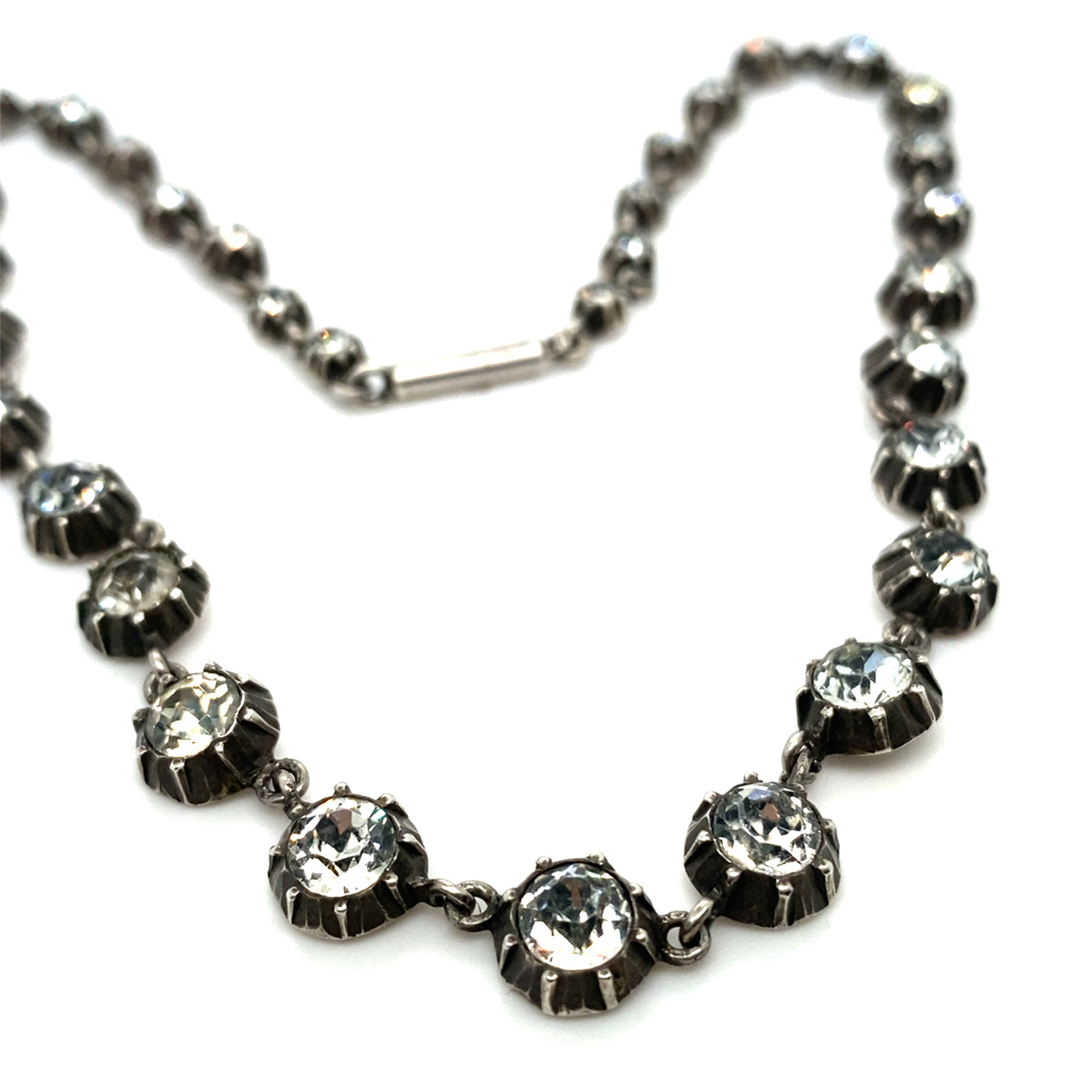 Shine Bright - Jugendstil Silbercollier mit weißen Steinen