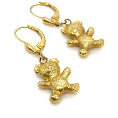 Goldene kleine Teddybär Ohrringe