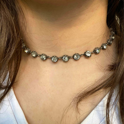 Shine Bright - Jugendstil Silbercollier mit weißen Steinen