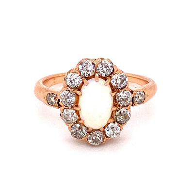 Rainbow Ring - Diamantring mit Opal-Cabochon