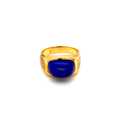 Blaue Kuppel - Goldring mit Lapiscabochon