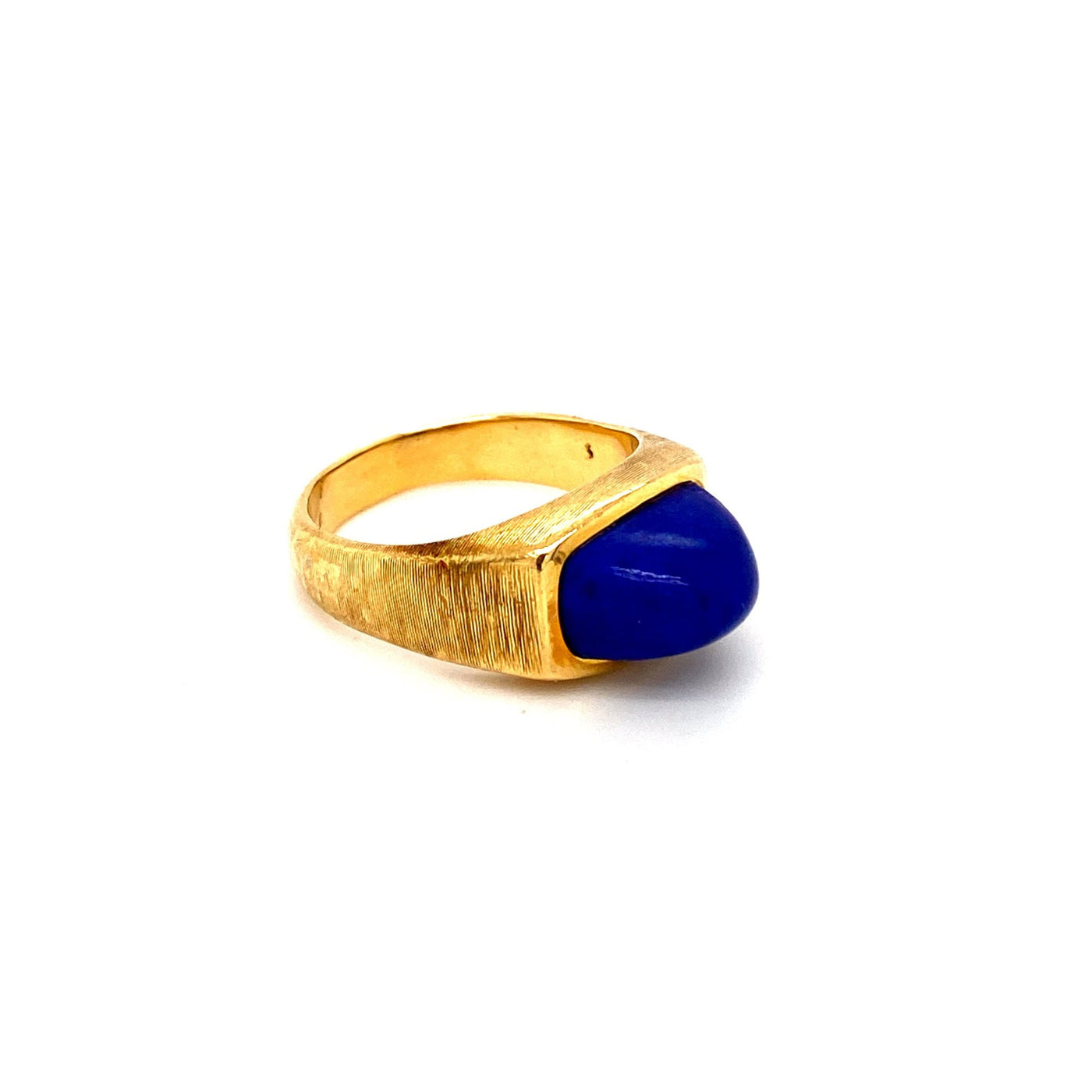 Blaue Kuppel - Goldring mit Lapiscabochon