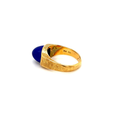 Blaue Kuppel - Goldring mit Lapiscabochon