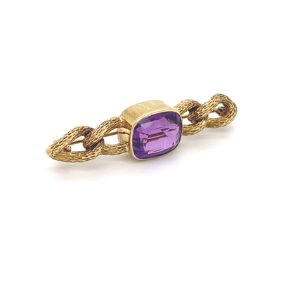 Purple Link - Goldene Gliederbrosche mit Amethyst