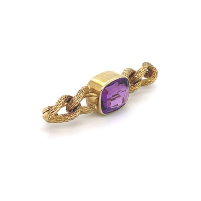 Purple Link - Goldene Gliederbrosche mit Amethyst