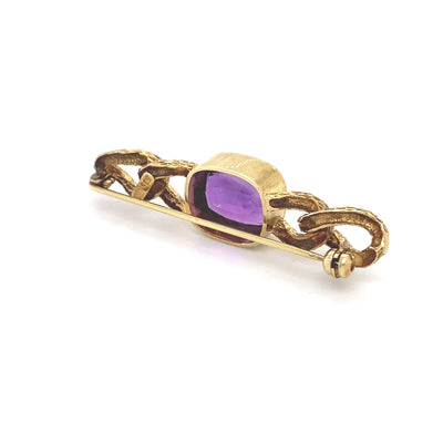 Purple Link - Goldene Gliederbrosche mit Amethyst