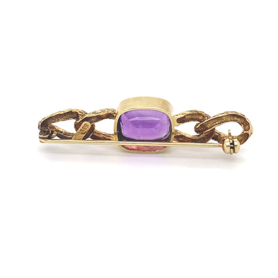 Purple Link - Goldene Gliederbrosche mit Amethyst