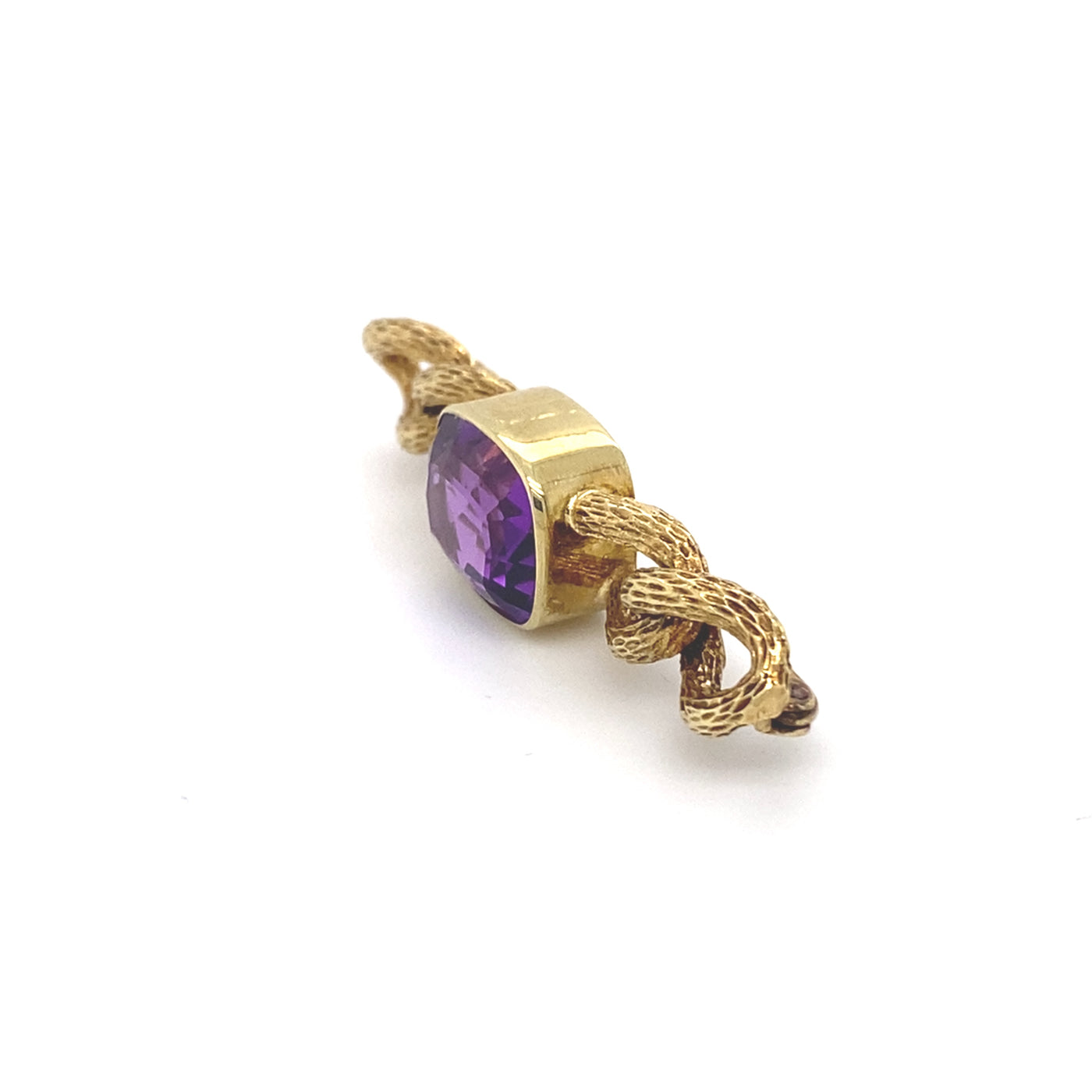 Purple Link - Goldene Gliederbrosche mit Amethyst