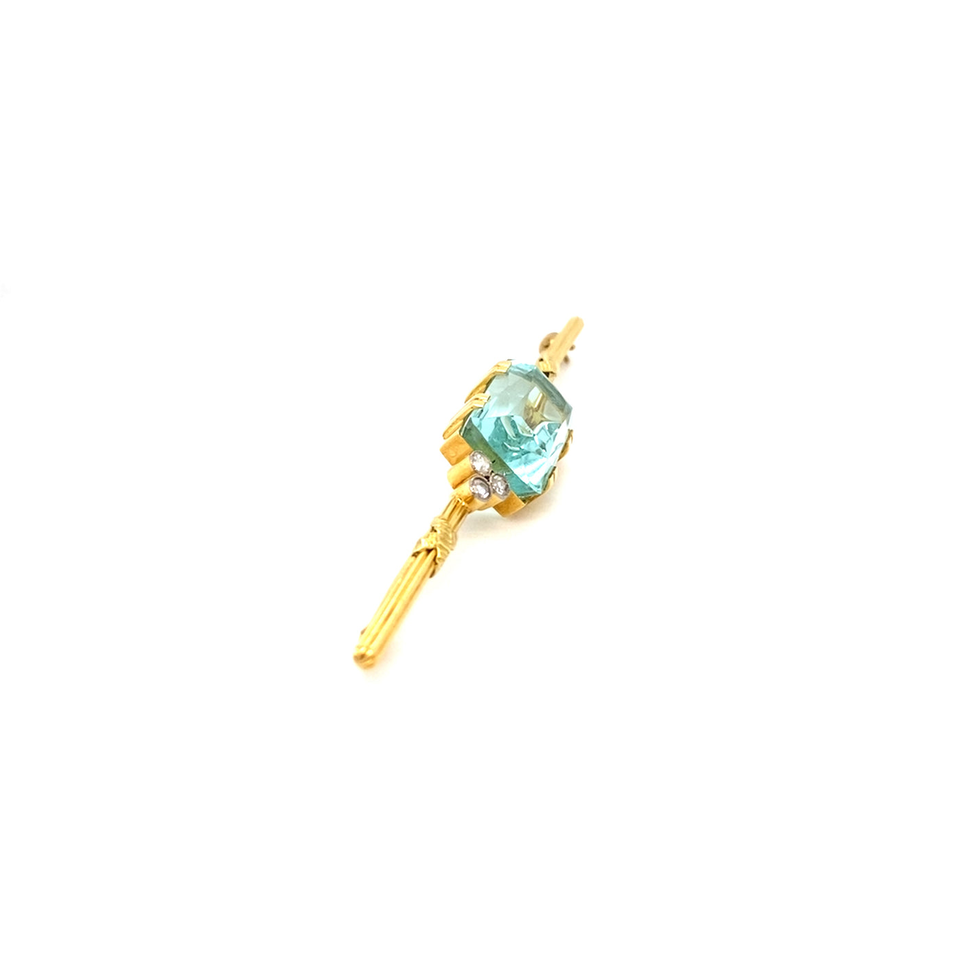 Aqua Candy - Goldene Aquamarinbrosche