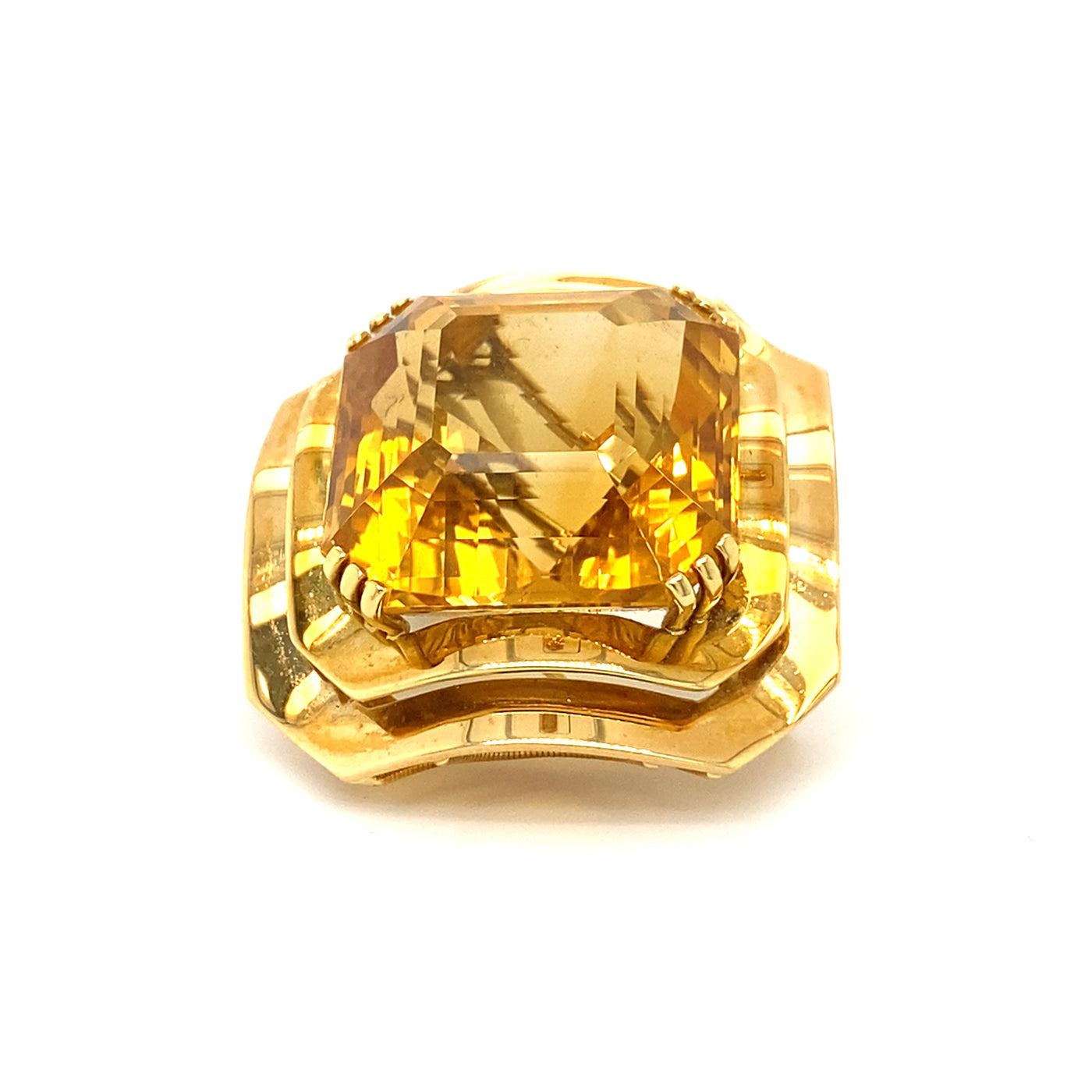 Crispy Carré - Extravagante Citrinbrosche in Gold