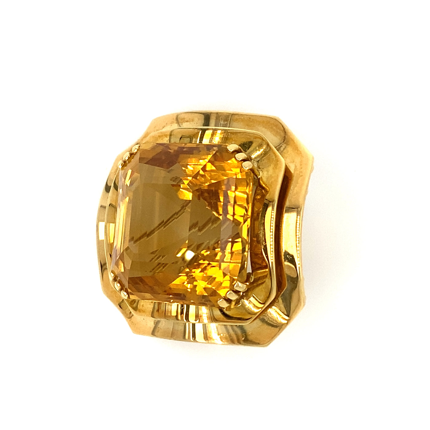 Crispy Carré - Extravagante Citrinbrosche in Gold