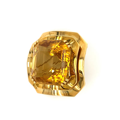 Crispy Carré - Extravagante Citrinbrosche in Gold