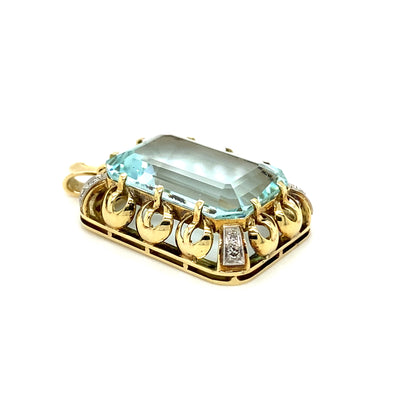 Aqua Marina - Goldener Aquamarinanhänger mit Diamanten