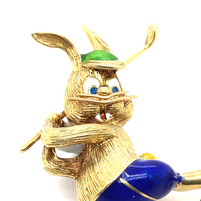 Bunny Smile - Lustige Hasenbrosche Gold