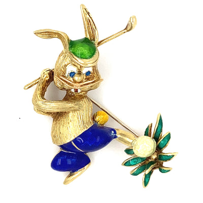 Bunny Smile - Lustige Hasenbrosche Gold