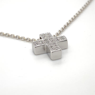 Faith, Love, Hope - Edles Weißgoldkreuz mit Diamanten