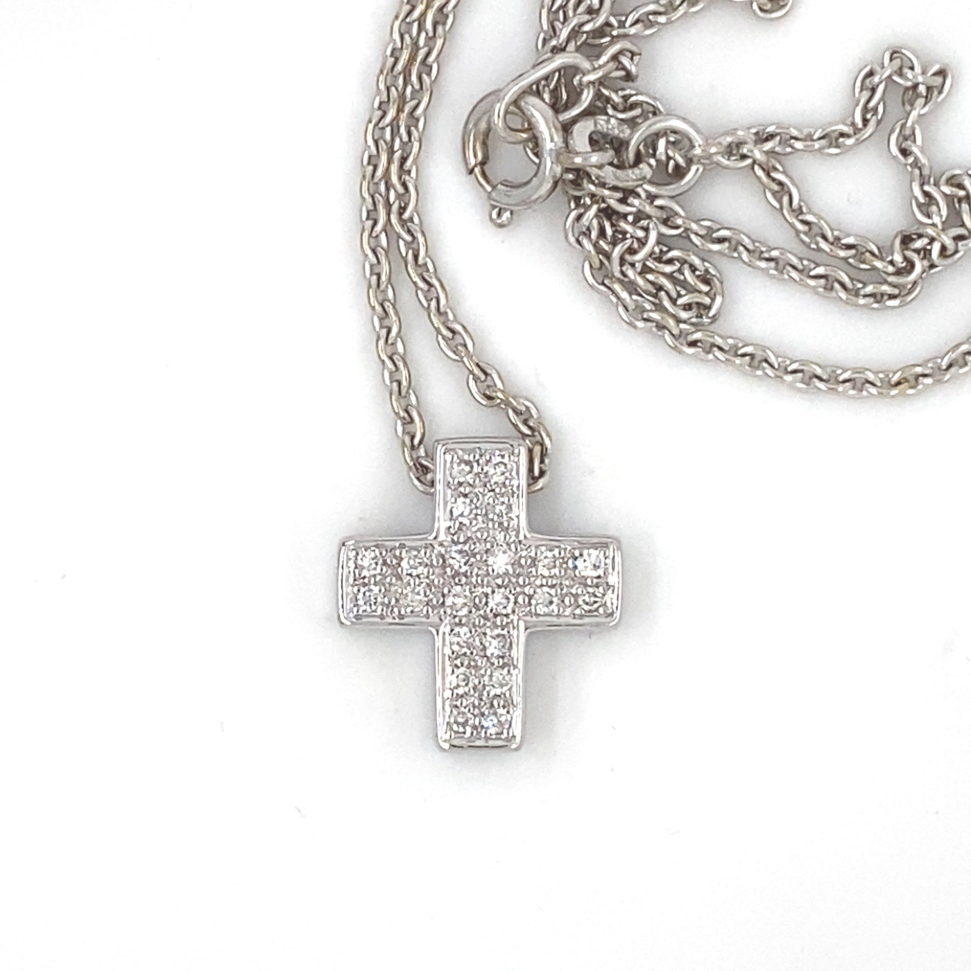 Faith, Love, Hope - Edles Weißgoldkreuz mit Diamanten