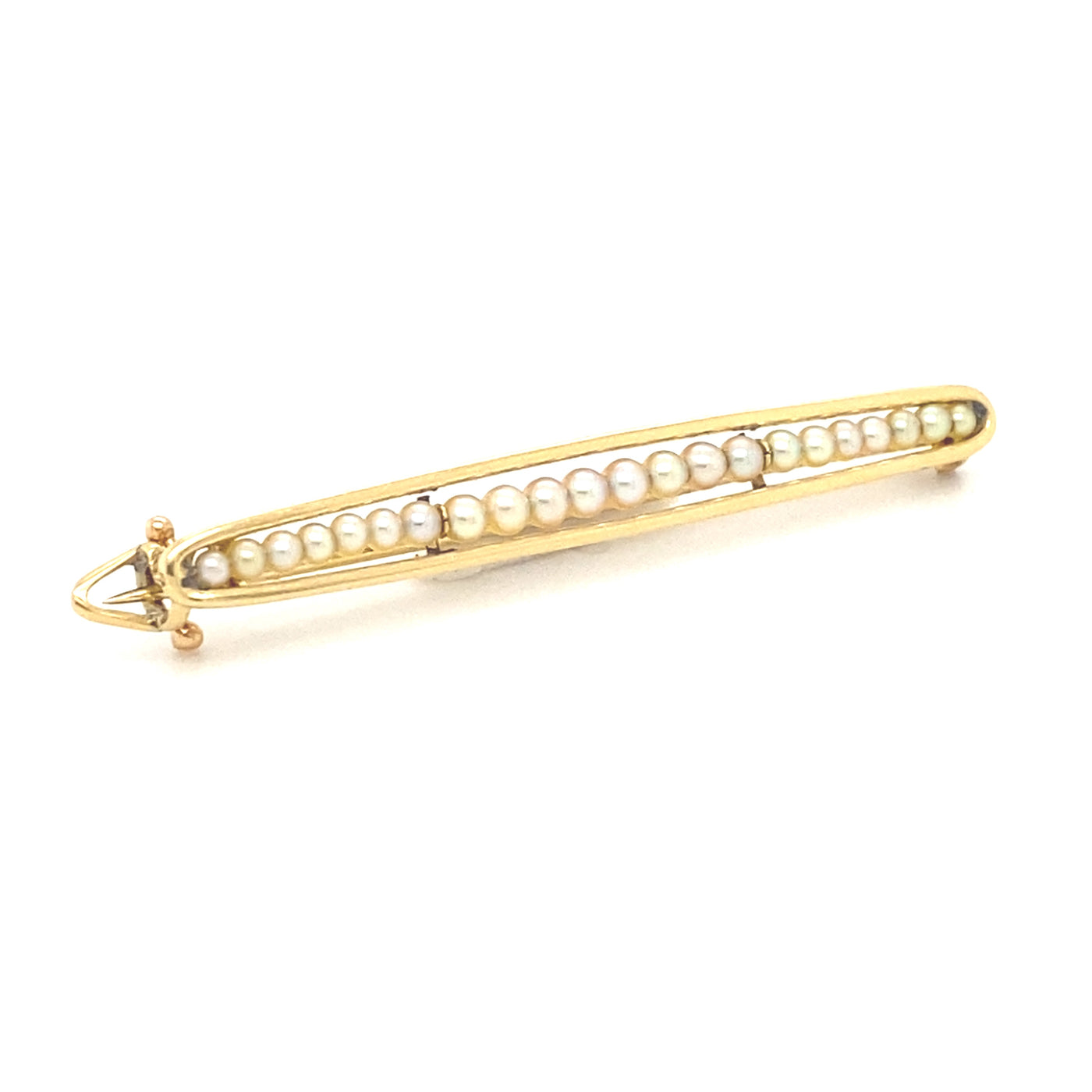 The Pearl Line - Feine, goldene Stabbrosche mit kleinen Perlen