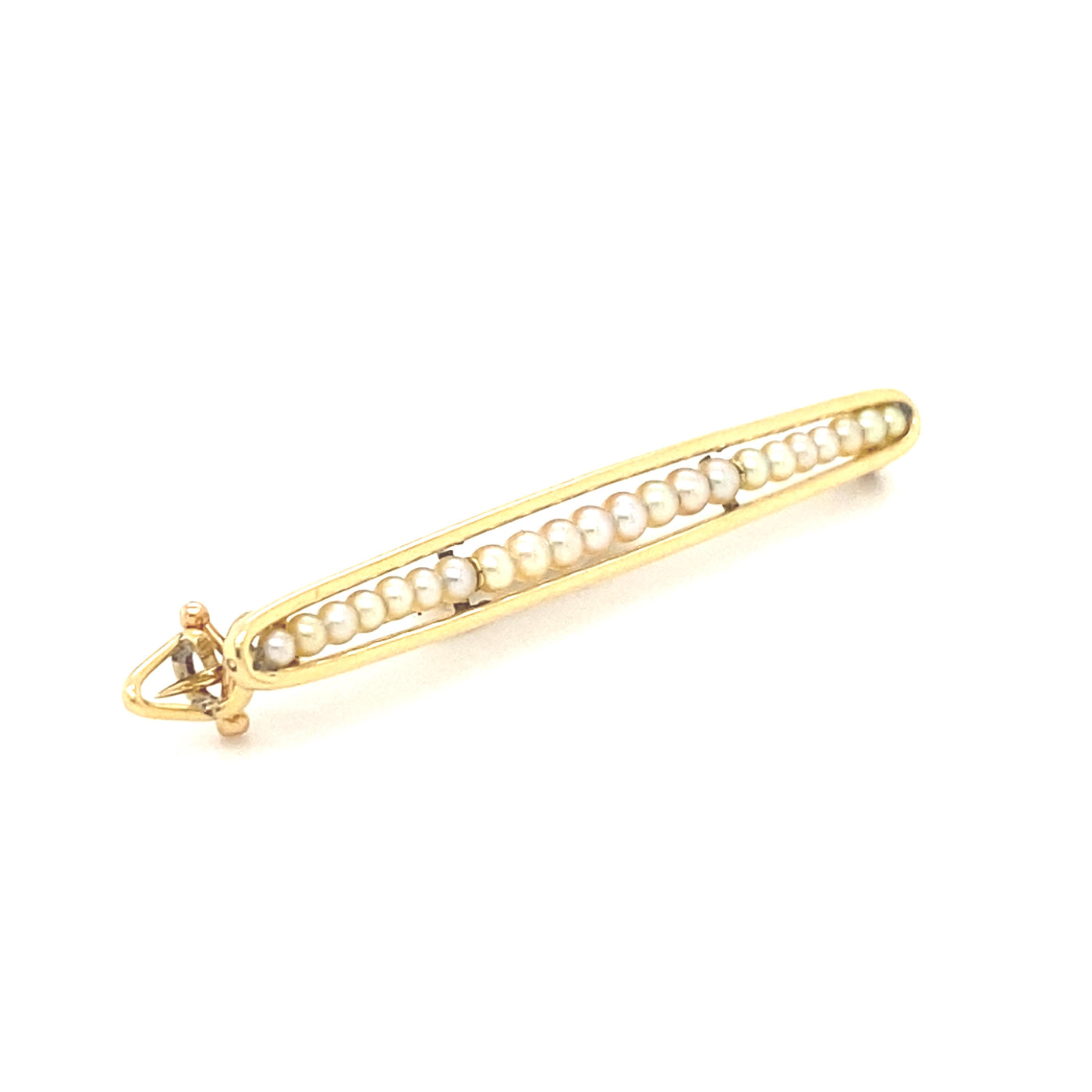 The Pearl Line - Feine, goldene Stabbrosche mit kleinen Perlen