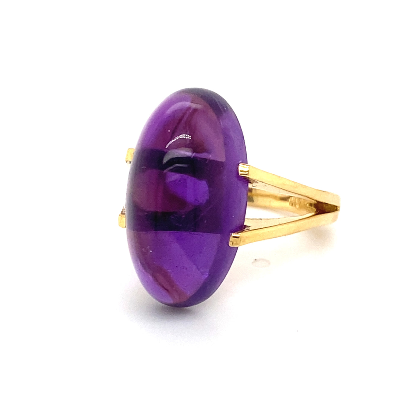 In the Tongs - Moderner Goldring mit schönem Amethyst