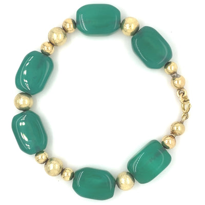 Bonbon - Goldenes Armband mit grünen Steinen