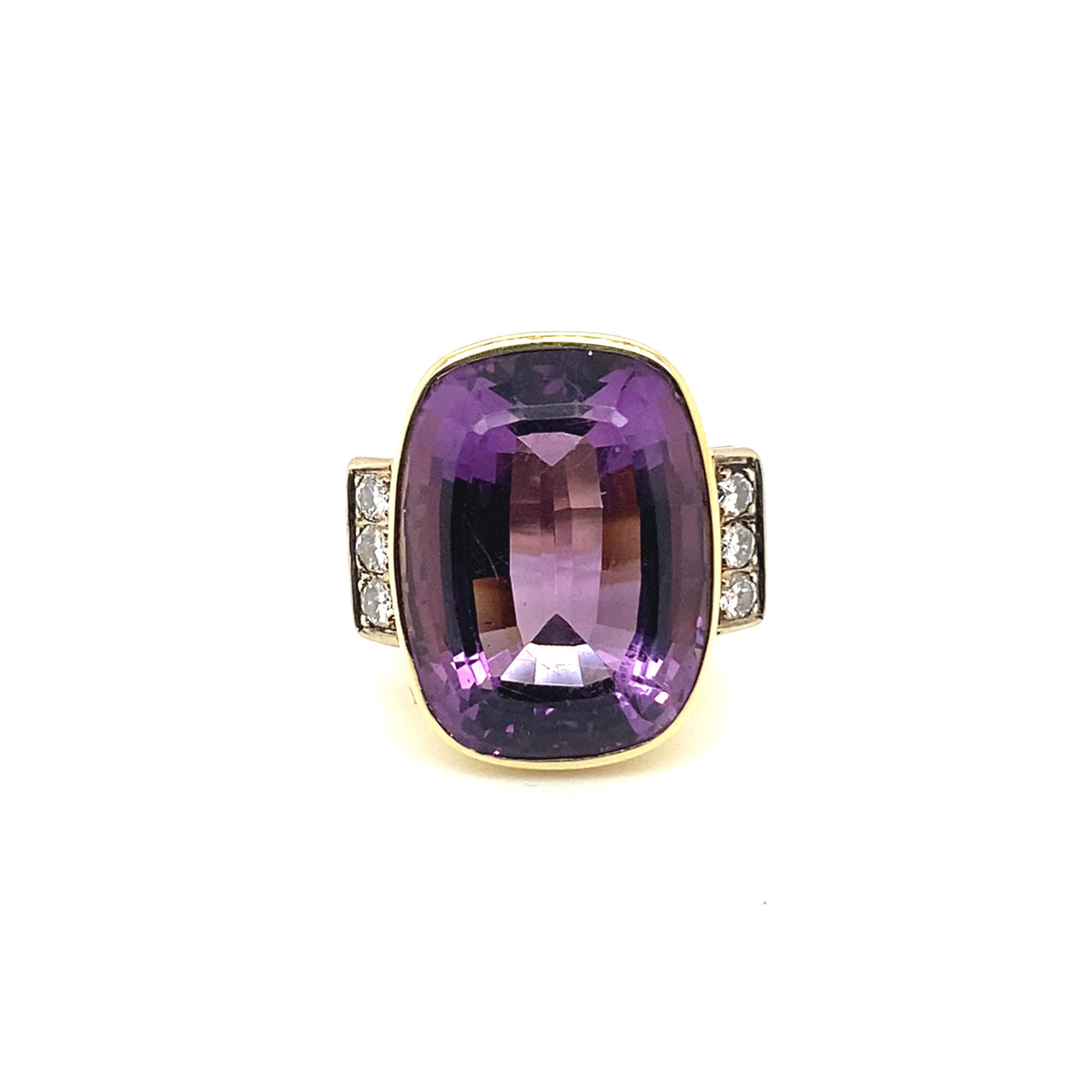 Moderner, goldener Amethystring