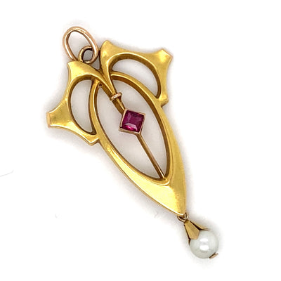 A Noble Drop - Goldener Jugendstilanhänger
