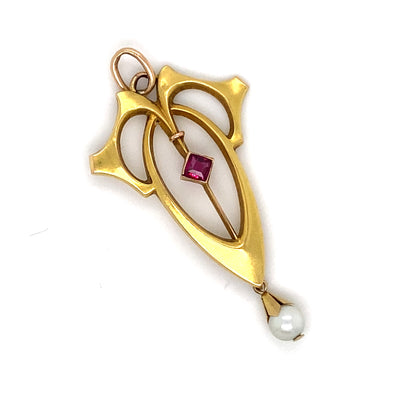 A Noble Drop - Goldener Jugendstilanhänger