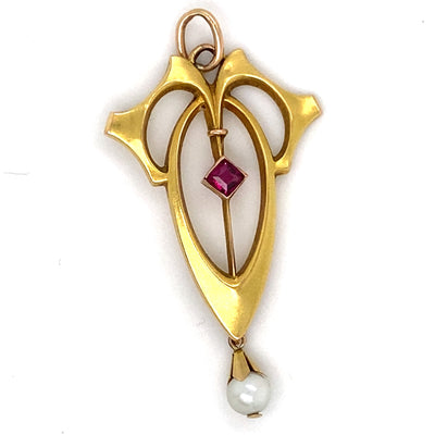 A Noble Drop - Goldener Jugendstilanhänger