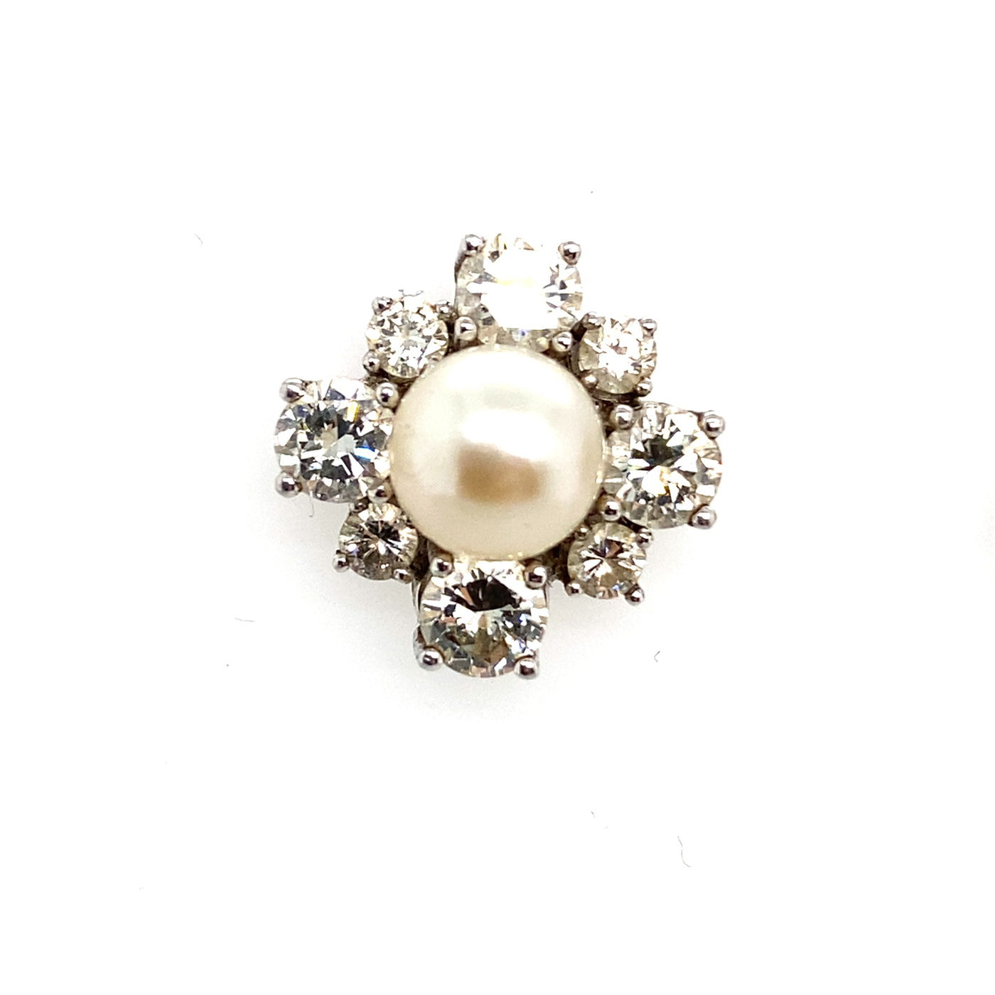 Twice White - Klassische Perlohrringe mit Diamanten