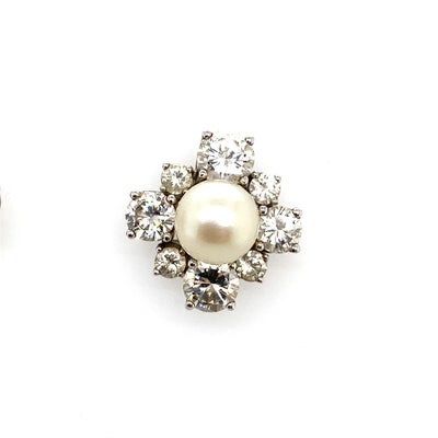 Twice White - Klassische Perlohrringe mit Diamanten