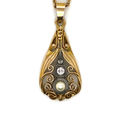 It's Tea Time - Hübscher Goldanhänger mit Diamant