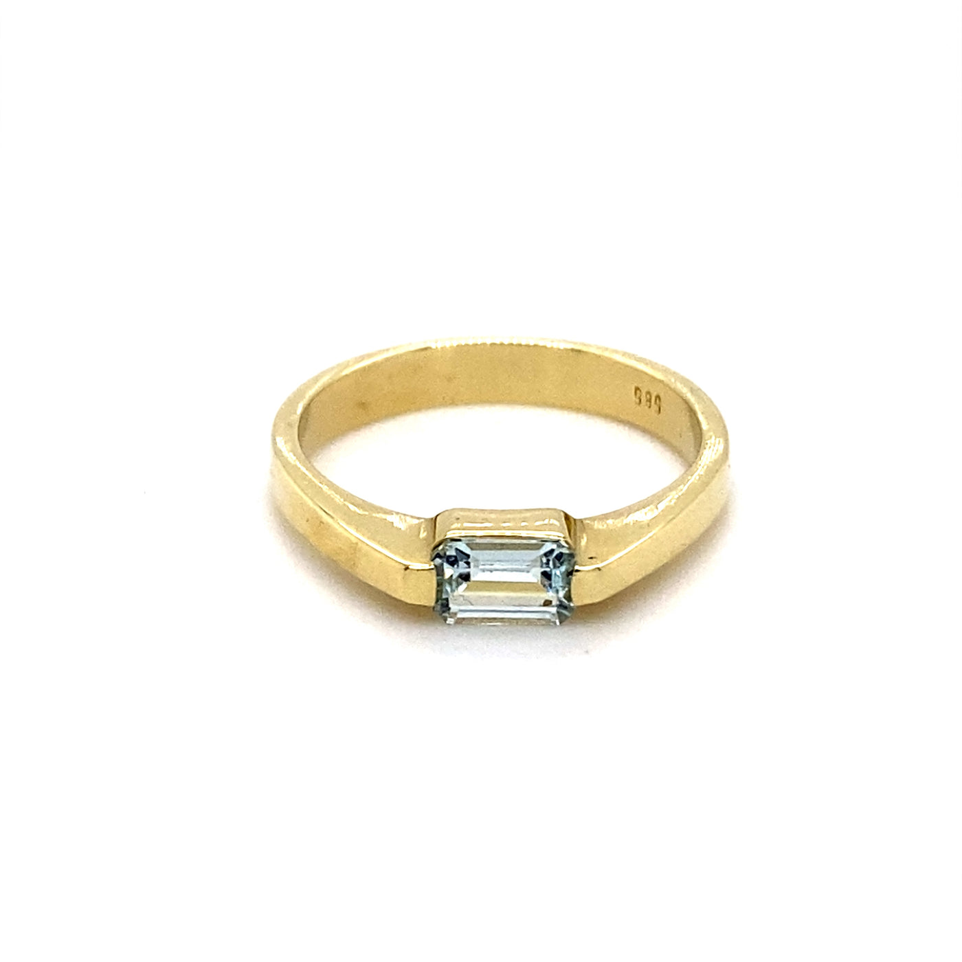 Light Blue Line - Goldring mit Aquamarin