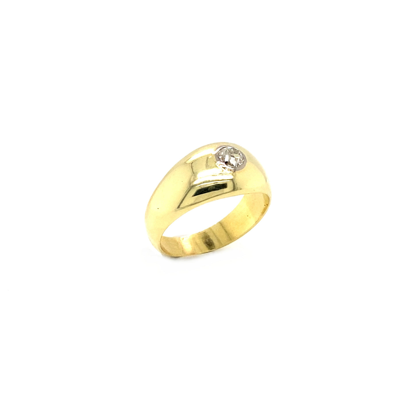 Goldener Bandring mit Diamant im Altschliff