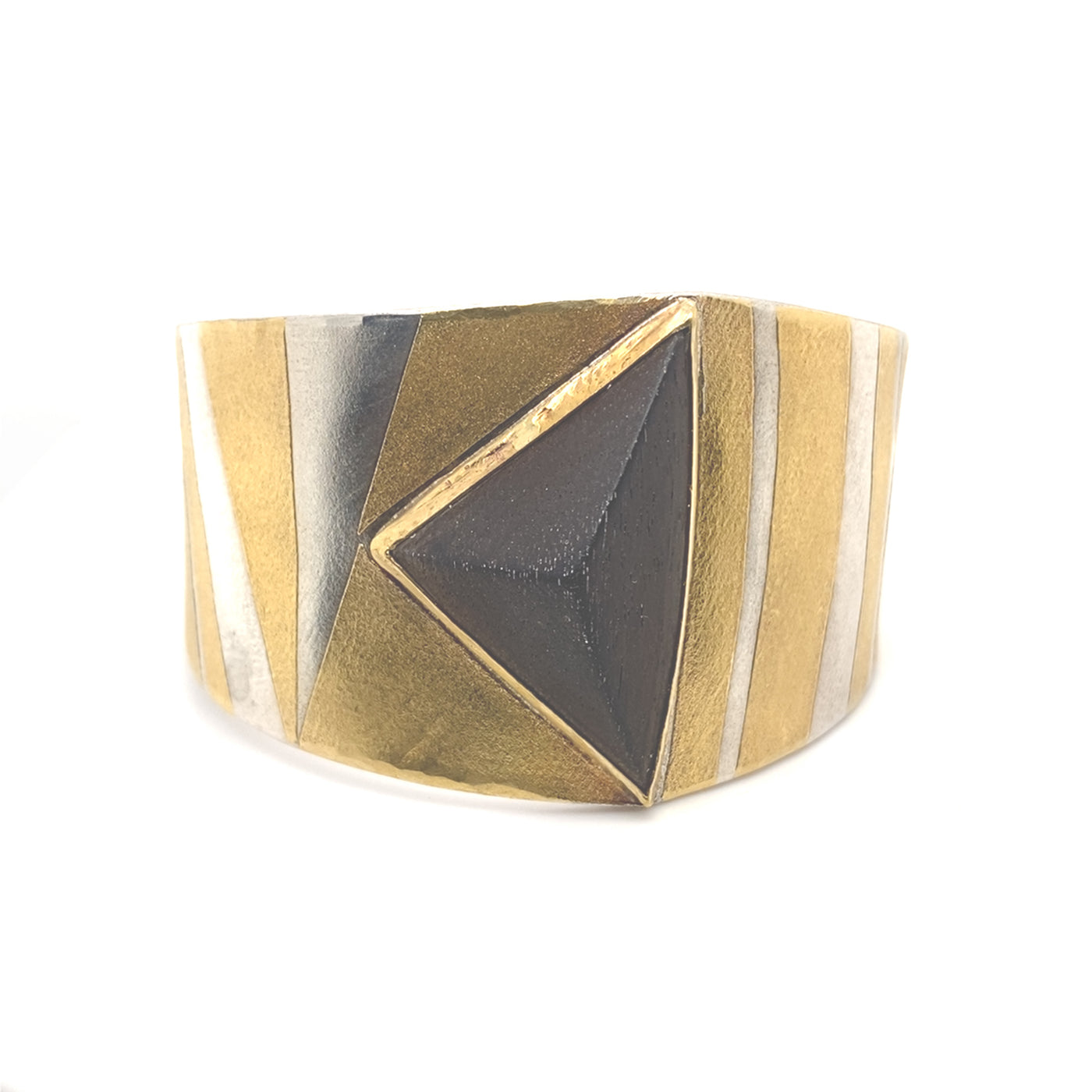Armreif aus Gold und Silber mit Edelholz
