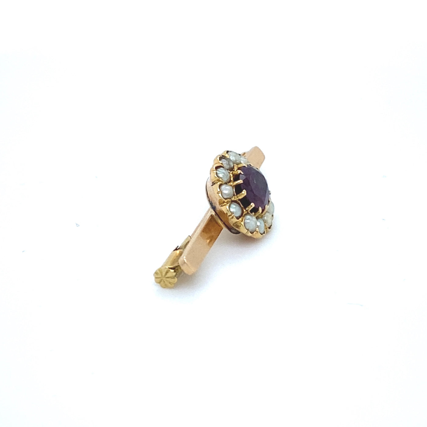 Tiny Treasure - Goldene Stabbrosche mit Perlen und Rubin
