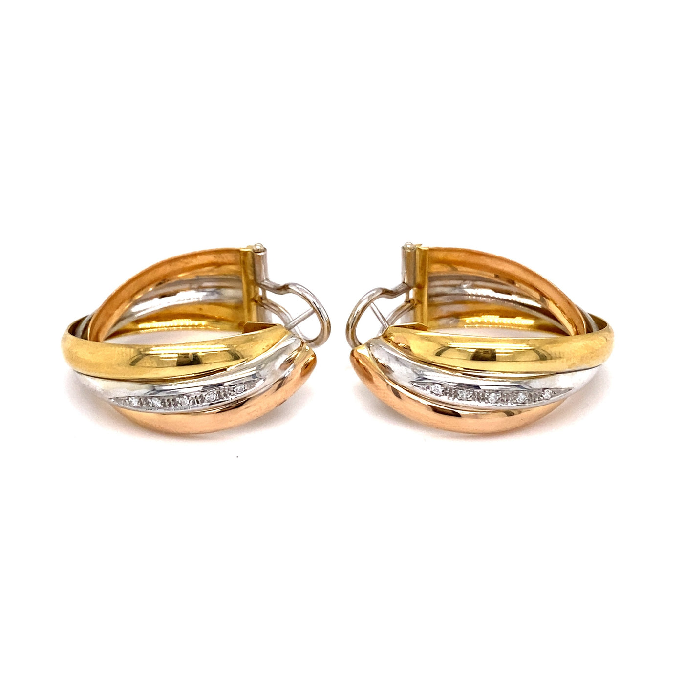 Shining Golden Togetherness - Goldohrringe Tricolor mit Diamanten