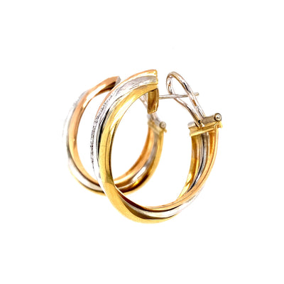 Shining Golden Togetherness - Goldohrringe Tricolor mit Diamanten