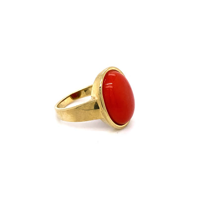 Red Dot - Goldring mit Koralle