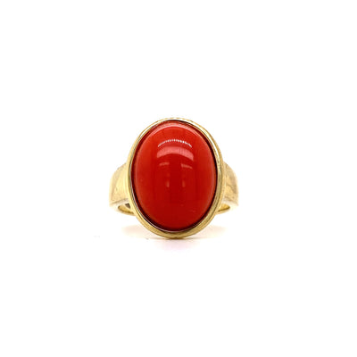 Red Dot - Goldring mit Koralle