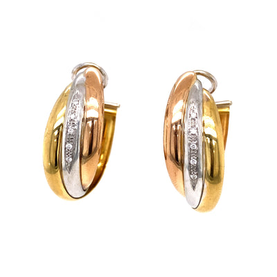 Shining Golden Togetherness - Goldohrringe Tricolor mit Diamanten