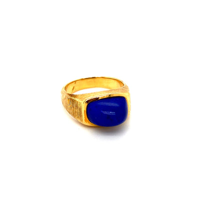 Blaue Kuppel - Goldring mit Lapiscabochon