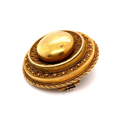 Bouton D'Or - Goldbrosche mit filigranen Ornamenten