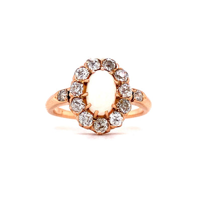 Rainbow Ring - Diamantring mit Opal-Cabochon