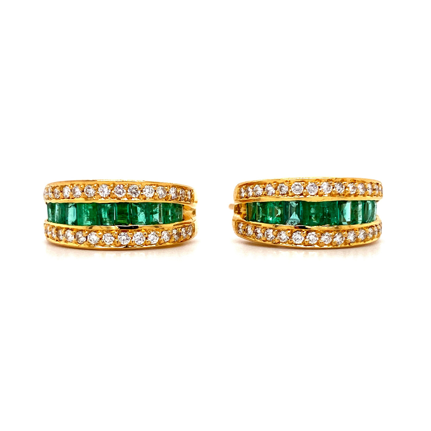 The Sparkling Green Light - Goldohrringe mit Smaragden und Diamanten