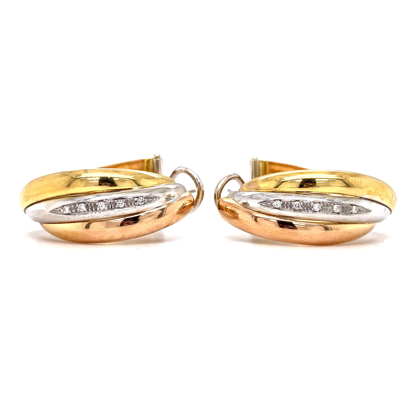 Shining Golden Togetherness - Goldohrringe Tricolor mit Diamanten