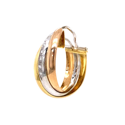 Shining Golden Togetherness - Goldohrringe Tricolor mit Diamanten