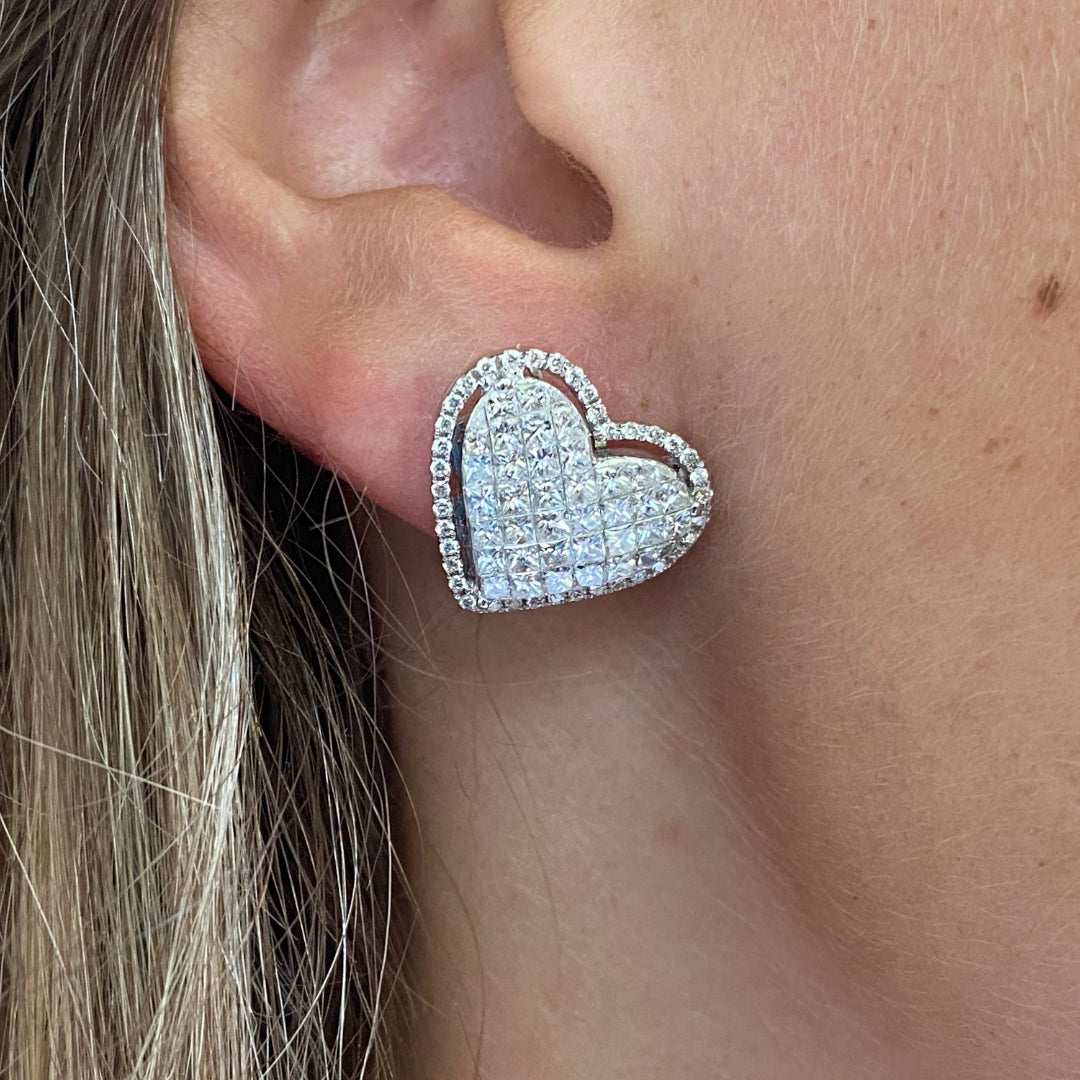 Diamond Heart - Schöne Herzohrstecker mit Diamanten